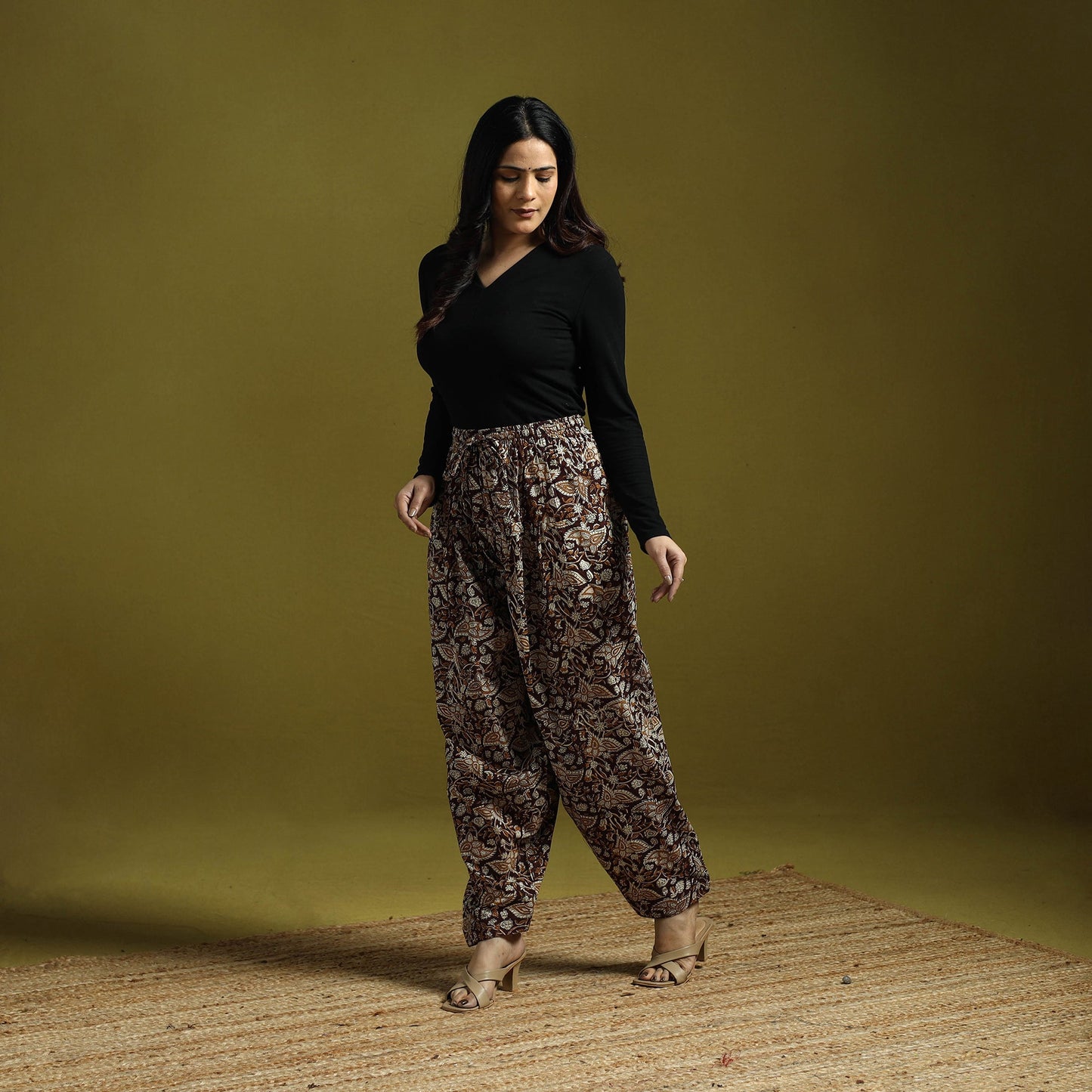 Brown - bagru natural dyed cotton salwar 07 - handcrafted