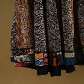 Bagru patchwork 24 kali cotton long skirt 34 - handcrafted