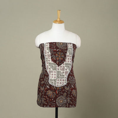 Brown - bagru patchwork cotton unstitched kurta material