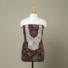 Brown - bagru patchwork cotton unstitched kurta material