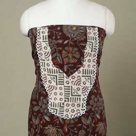 Brown - bagru patchwork cotton unstitched kurta material