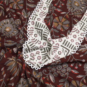 Brown - bagru patchwork cotton unstitched kurta material