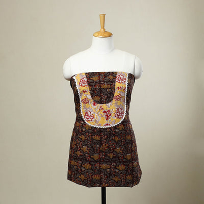 Brown - bagru patchwork cotton unstitched kurta material