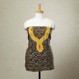 Buy Brown Bagru Print Patchwork Cotton Kurta Material