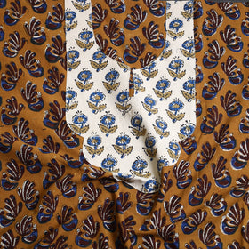 Buy Brown Bagru Print Patchwork Cotton Kurta Material