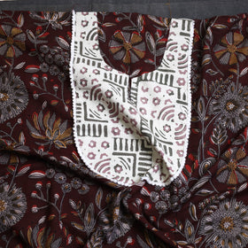 Buy Brown Bagru Print Patchwork Cotton Kurta Material