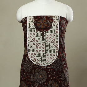 Buy Brown Bagru Print Patchwork Cotton Kurta Material