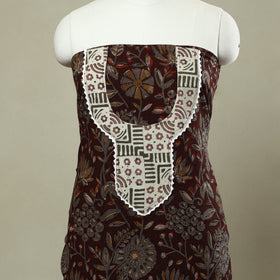 Buy Brown Bagru Print Patchwork Cotton Kurta Material