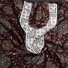 Buy Brown Bagru Print Patchwork Cotton Kurta Material