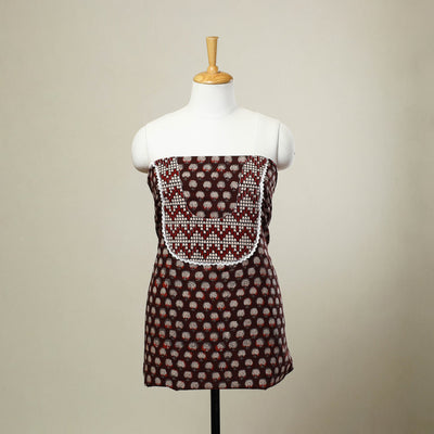 Buy Brown Bagru Print Patchwork Cotton Kurta Material