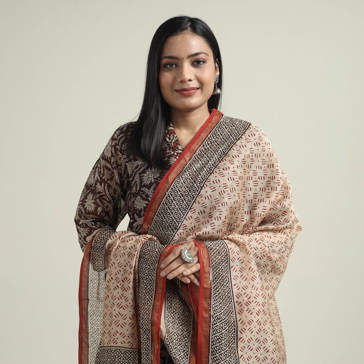 Bagru Kurta with Palazzo & Dupatta Set
