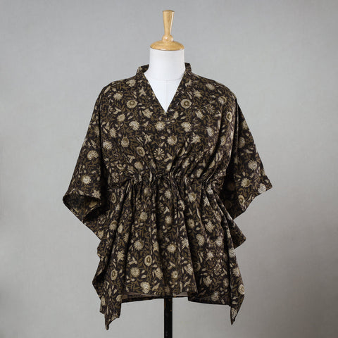  Bagru Block Printed Cotton Kaftan with Tie-Up Waist (Short) 