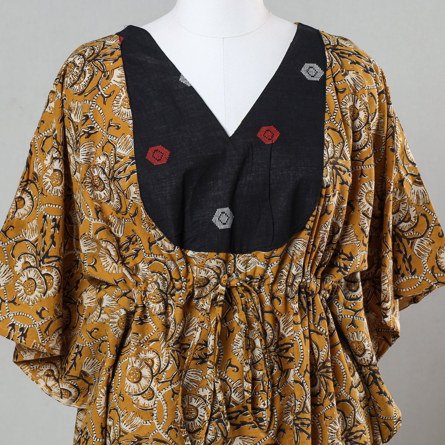  Bagru Block Printed Cotton Kaftan with Tie-Up Waist (Short) 