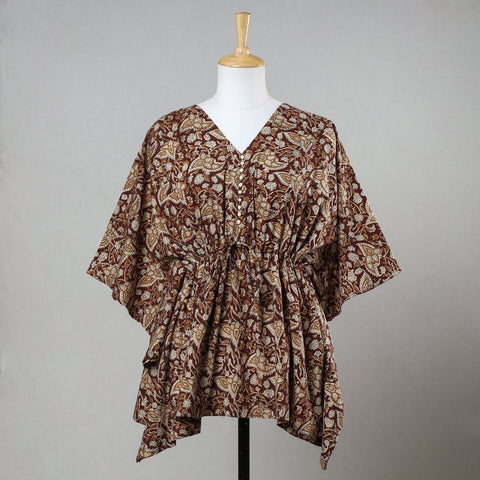  Bagru Block Printed Cotton Kaftan with Tie-Up Waist (Short) 