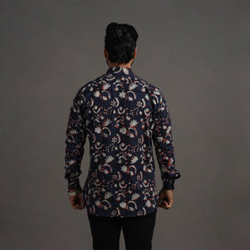  Brown Bagru Block Printed Cotton Men Full Sleeve Shirt