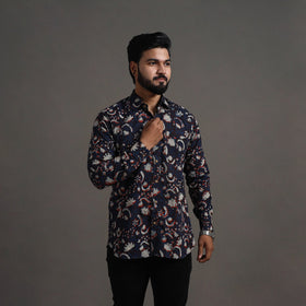  Brown Bagru Block Printed Cotton Men Full Sleeve Shirt