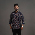  Brown Bagru Block Printed Cotton Men Full Sleeve Shirt