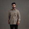 Brown Bagru Block Printed Cotton Men Full Sleeve Shirt