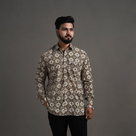  Brown Bagru Block Printed Cotton Men Full Sleeve Shirt