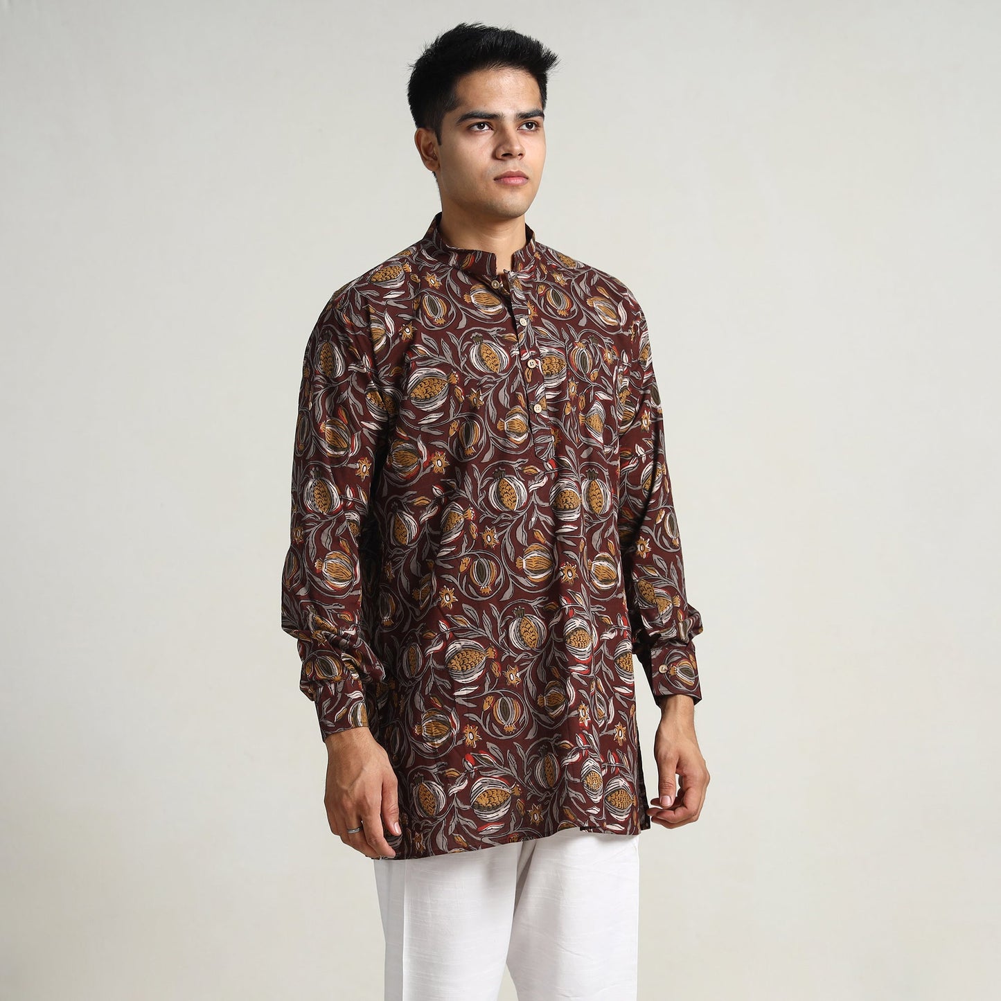  Bagru Block Printed Cotton Men Short Kurta 07 