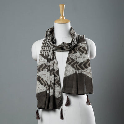 Buy Brown Bagru Block Print Tagai Work Cotton Stole