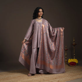 Brown - banarasi with gota work meena weaving silk cotton