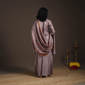 Brown - banarasi with gota work meena weaving silk cotton