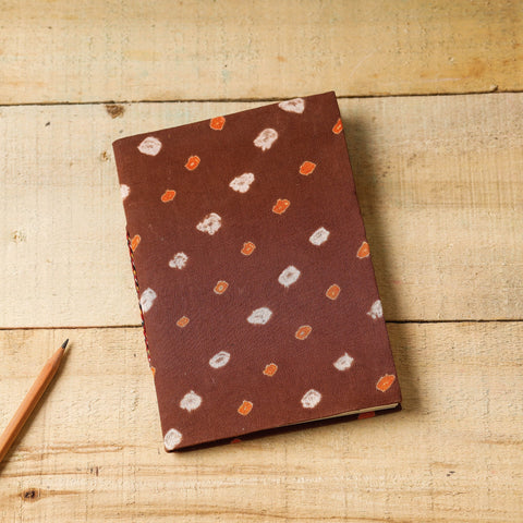Brown Bandhani Fabric Cover Handmade Paper Notebook