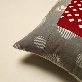 Buy Brown Bandhani Patch Ikat Cushion Cover