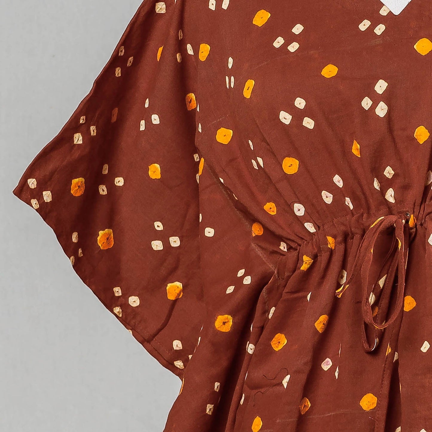  Bandhani Tie-Dye Cotton Kaftan with Tie-Up Waist 