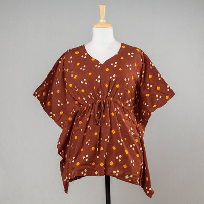  Bandhani Tie-Dye Cotton Kaftan with Tie-Up Waist 