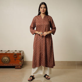 Buy Bandhani Tie-Dye Cotton A-Line Kurta for Women
