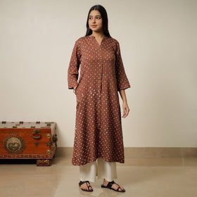 Buy Bandhani Tie-Dye Cotton A-Line Kurta for Women