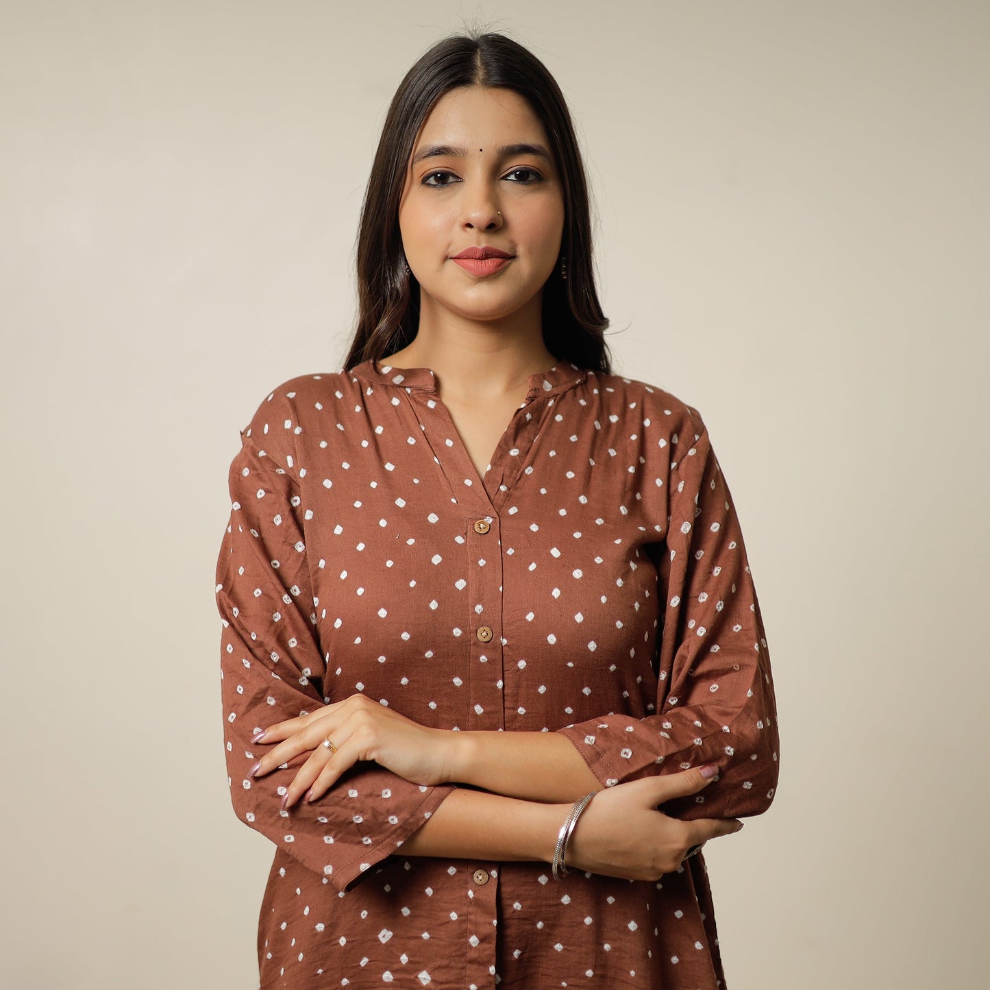 Buy Bandhani Tie-Dye Cotton A-Line Kurta for Women