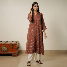 Buy Bandhani Tie-Dye Cotton A-Line Kurta for Women