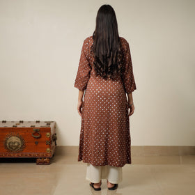 Buy Bandhani Tie-Dye Cotton A-Line Kurta for Women