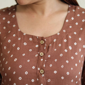 Buy Bandhani Tie-dye Cotton Long Straight Kurta Online at iTokri.com