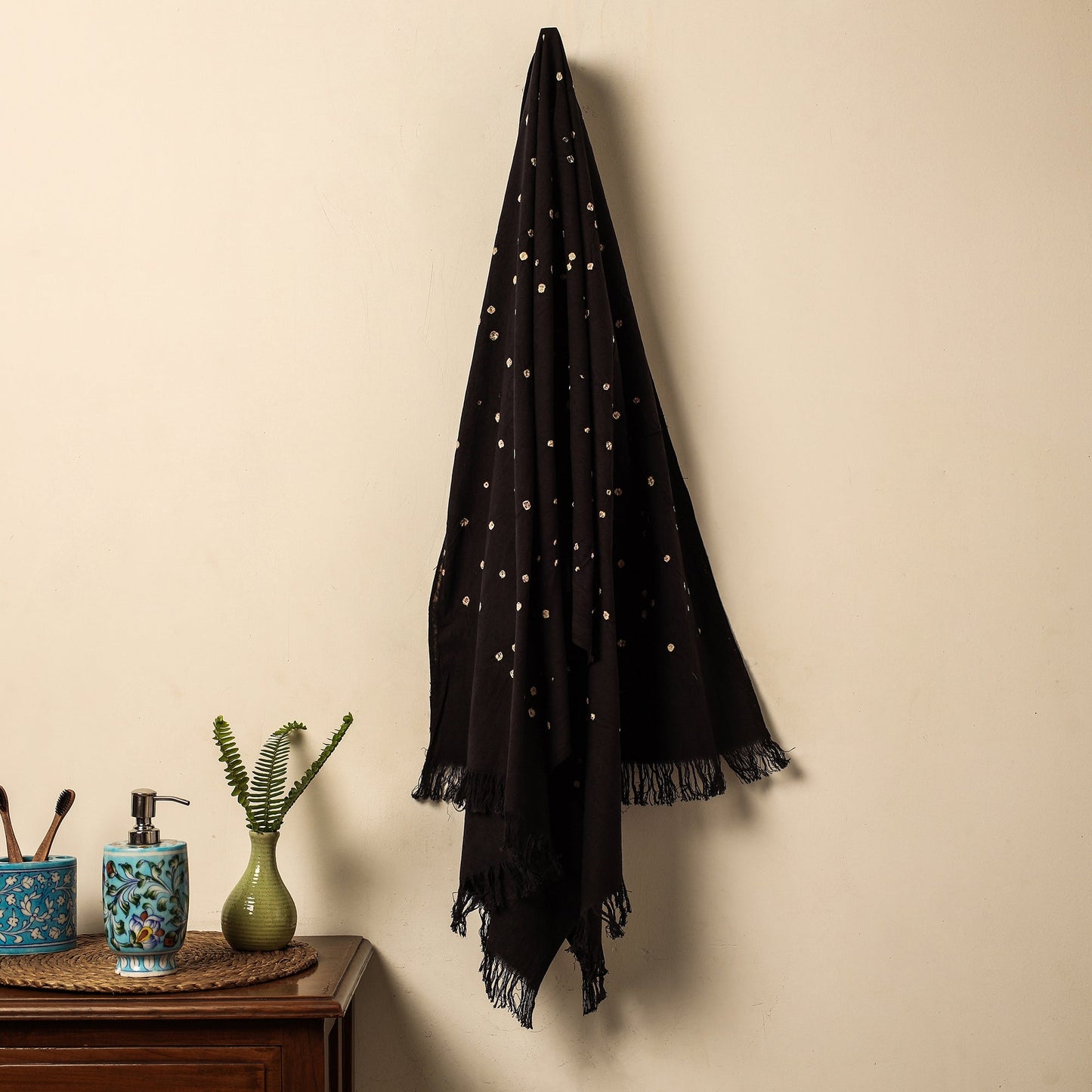 Brown - Bandhani Tie-Dye Pure Handloom Cotton Towel 