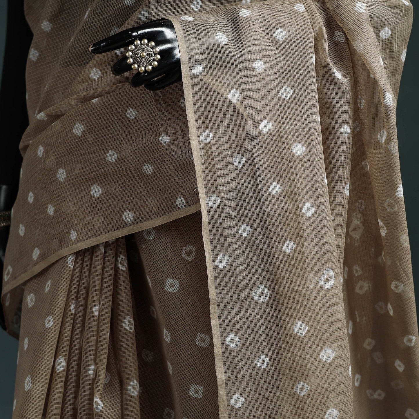 Bandhani tie-dye kota doria cotton saree 08 - handcrafted