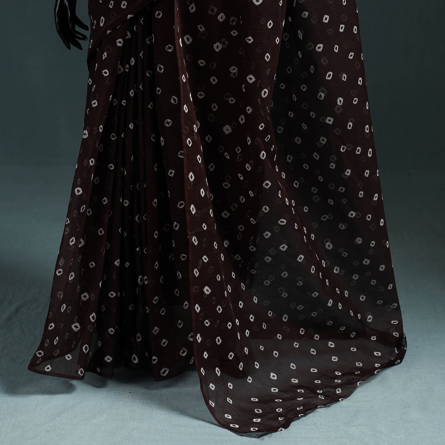 Bandhani tie-dye kota doria cotton saree 11 - handcrafted