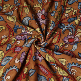 Buy Brown Bangalore Silk Srikalahasti Pen Kalamkari Fabric
