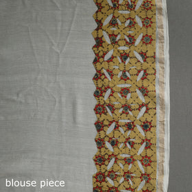 Brown - barmer applique work chanderi silk saree