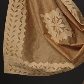  Brown 3pc Cut Work Cotton Barmer Applique Dress Material