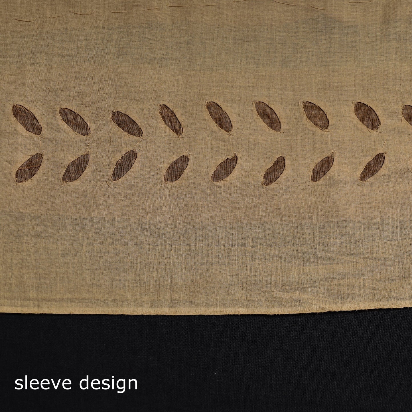  Brown 3pc Cut Work Cotton Barmer Applique Dress Material