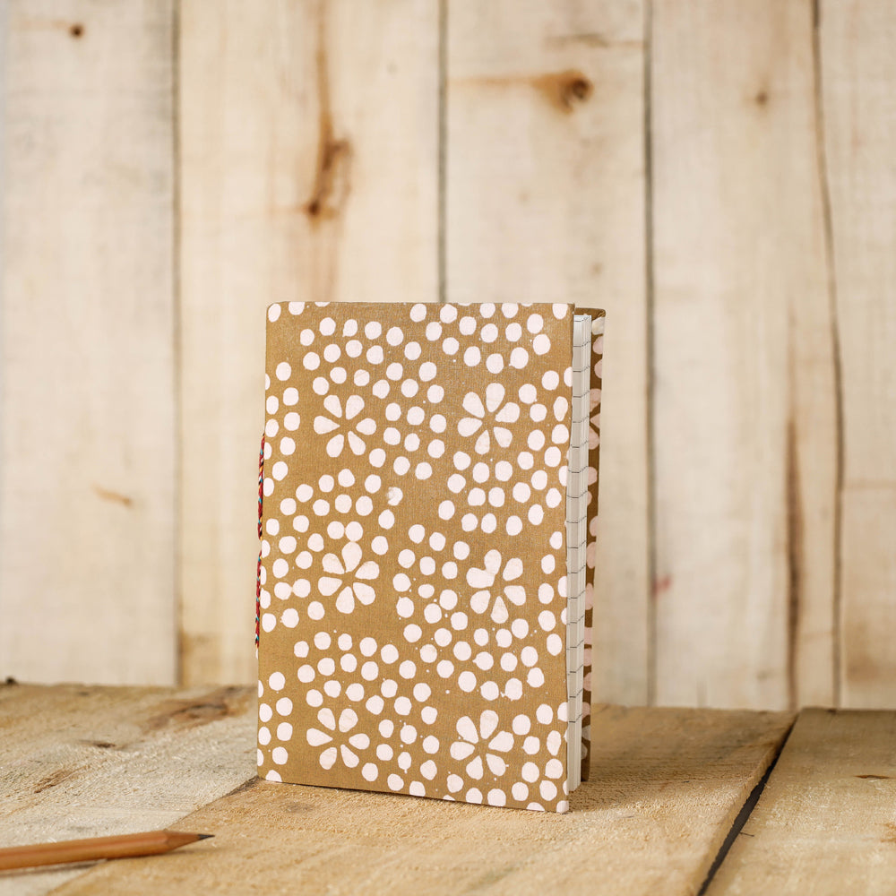 Brown Batik Fabric Cover Handmade Paper Notebook