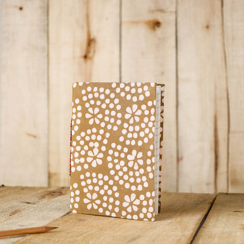 Brown Batik Fabric Cover Handmade Paper Notebook