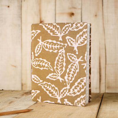 Brown Batik Fabric Cover Handmade Paper Notebook 