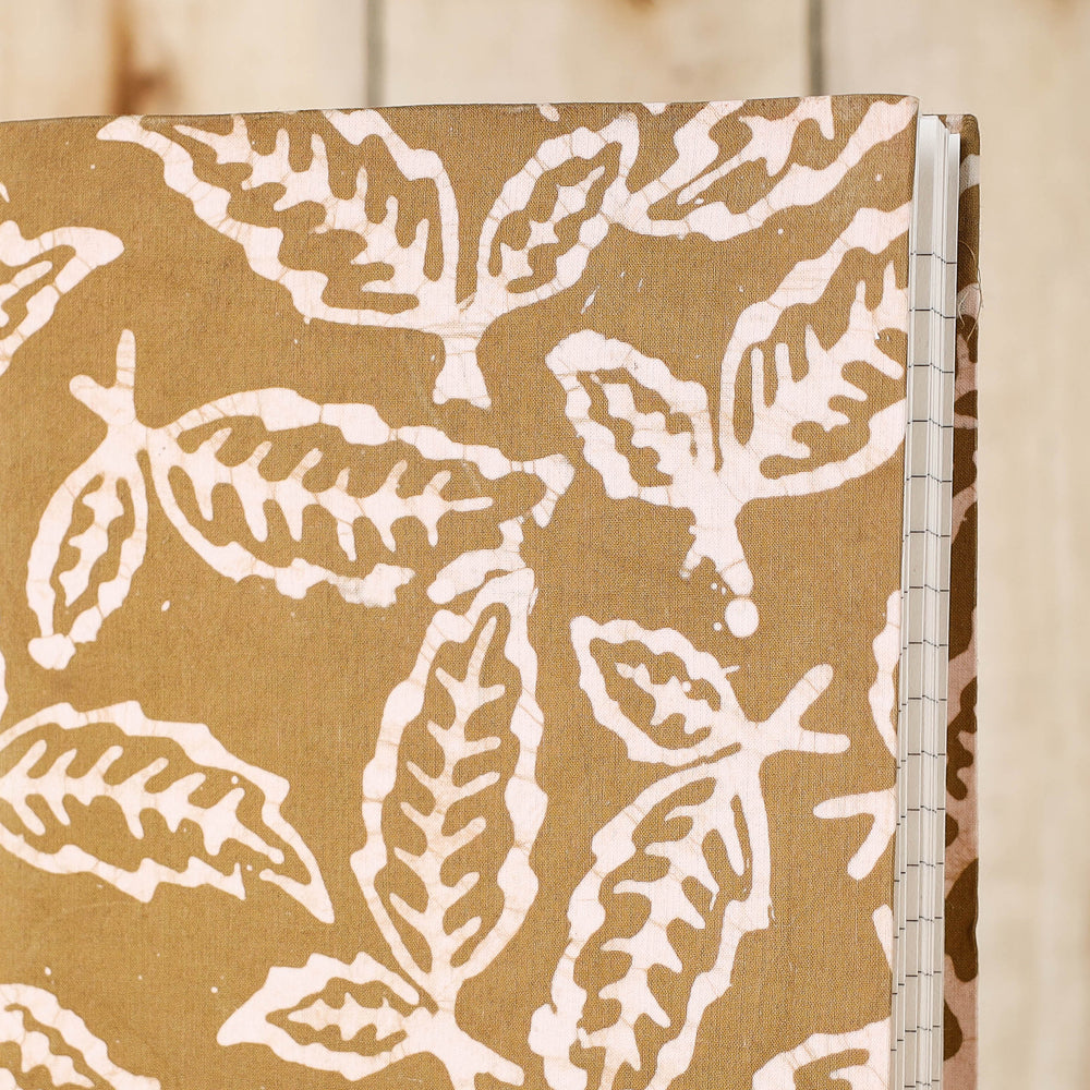 Brown Batik Fabric Cover Handmade Paper Notebook 