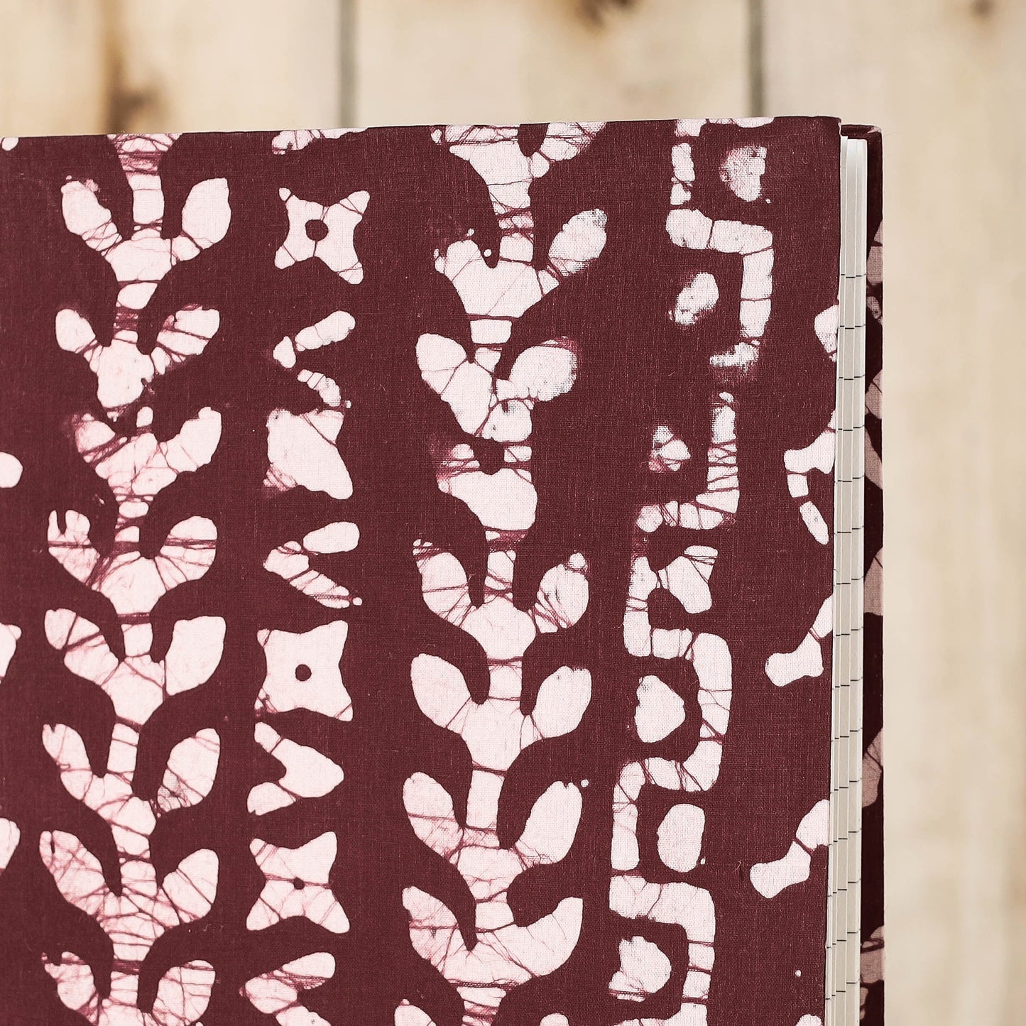 Brown - Batik Fabric Cover Handmade Paper Notebook (9 x 7 in)