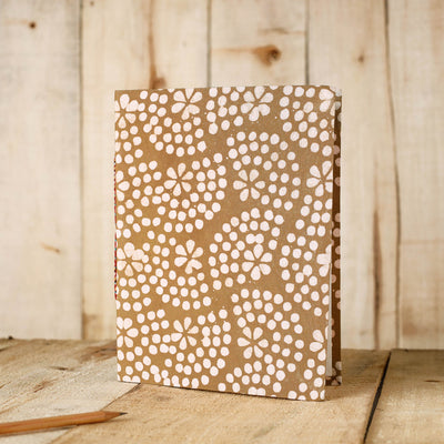 Brown Batik Fabric Cover Handmade Paper Notebook